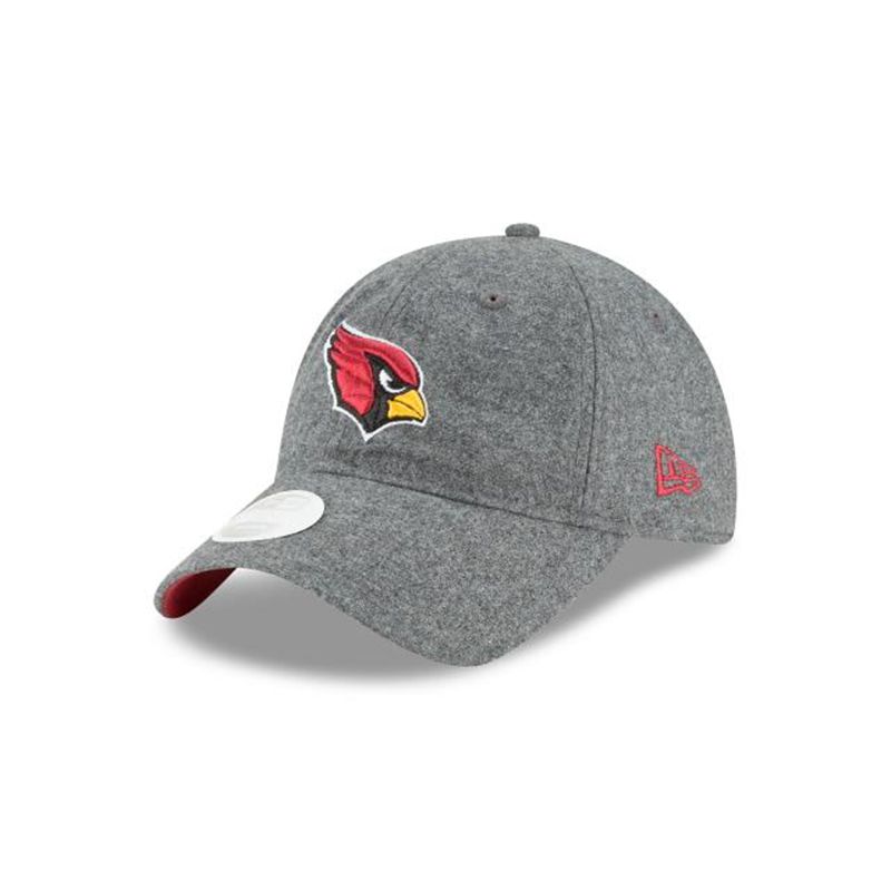 NFL Arizona Cardinals Womens Melton Wool 9Twenty Adjustable (MAU5337) - Grey New Era Caps